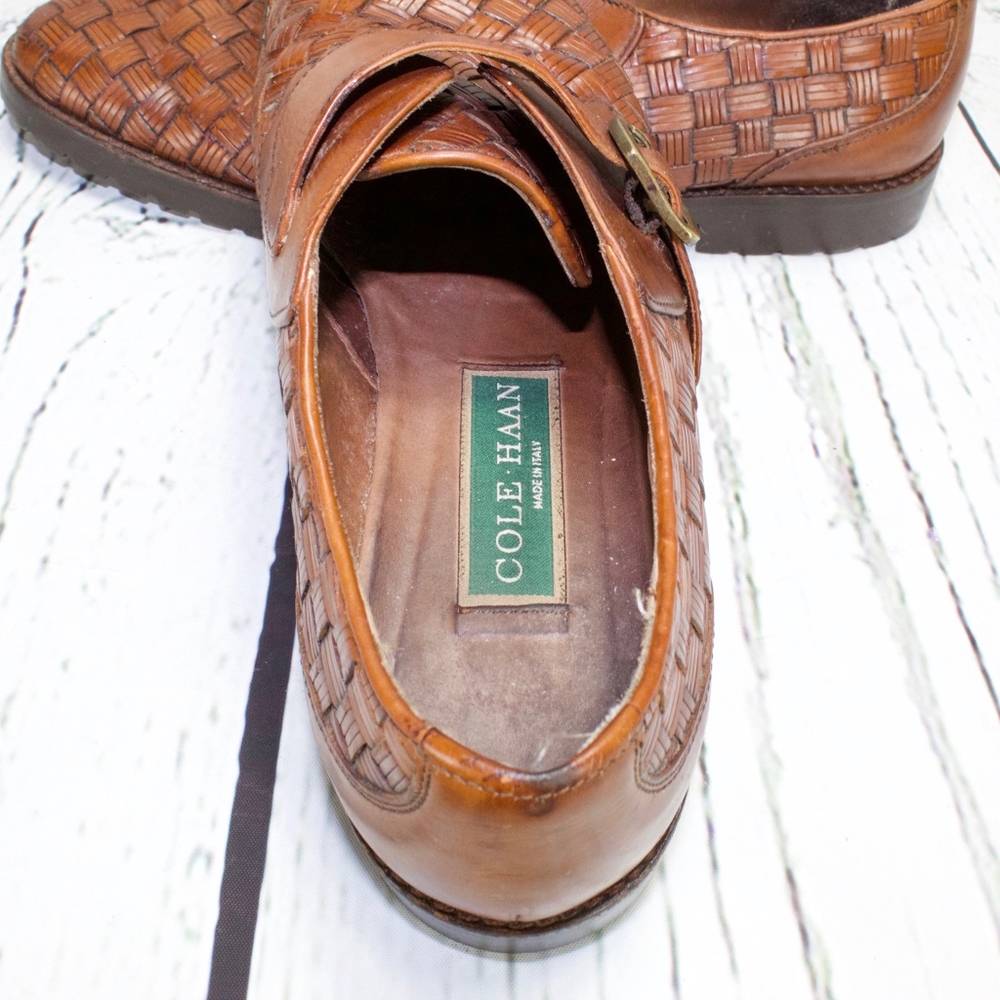 Cole Haan Woven Loafers Brown Leather Shoes 9 N - Picture 6 of 8